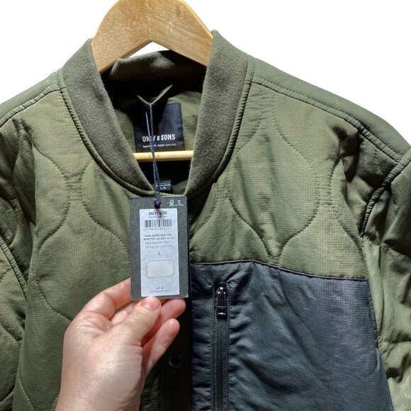 ONLY & Sons James Quilted Ripstop Jacket Olive Night/Peat - Picture 4 of 5